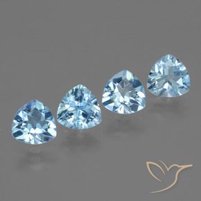 Gemme di Topazio Celeste naturale da 4.98 ct, Taglio trillion, VVS-VS