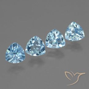 Gemme di Topazio Celeste naturale da 5.25 ct, Taglio trillion, VVS-VS