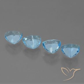 Gemme di Topazio Celeste naturale da 5.25 ct, Taglio trillion, VVS-VS