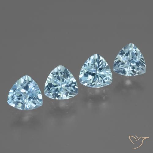Gemme di Topazio Celeste naturale da 5.76 ct, Taglio trillion, VVS-VS