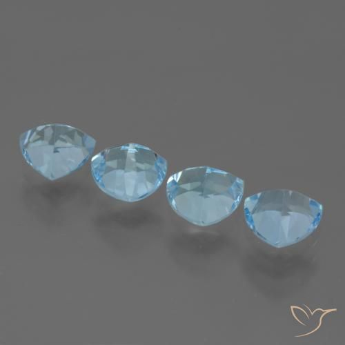 Gemme di Topazio Celeste naturale da 5.76 ct, Taglio trillion, VVS-VS