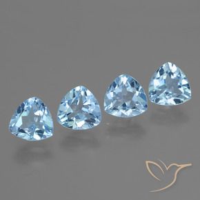 Gemme di Topazio Celeste naturale da 5.73 ct, Taglio trillion, VVS-VS