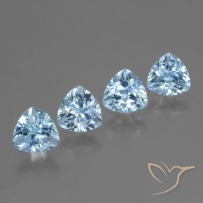 Gemme di Topazio Celeste naturale da 5.96 ct, Taglio trillion, VVS-VS