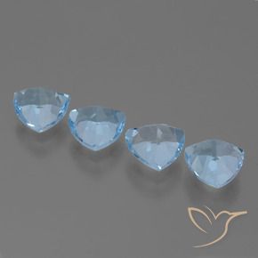 Gemme di Topazio Celeste naturale da 5.96 ct, Taglio trillion, VVS-VS