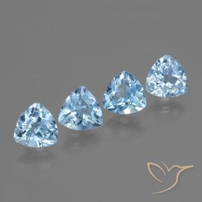Gemme di Topazio Celeste naturale da 5.24 ct, Taglio trillion, VVS-VS