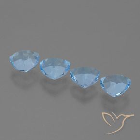 Gemme di Topazio Celeste naturale da 5.24 ct, Taglio trillion, VVS-VS