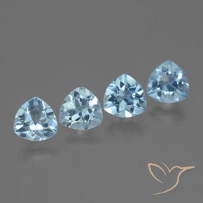 Gemme di Topazio Celeste naturale da 5.15 ct, Taglio trillion, VVS-VS