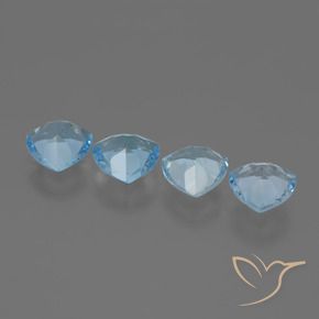 Gemme di Topazio Celeste naturale da 5.15 ct, Taglio trillion, VVS-VS