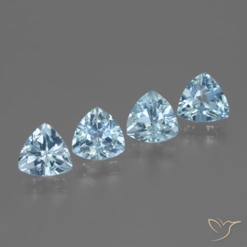 Gemme di Topazio Celeste naturale da 5.63 ct, Taglio trillion, VVS-VS