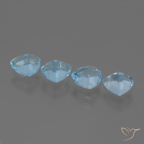 Gemme di Topazio Celeste naturale da 5.63 ct, Taglio trillion, VVS-VS