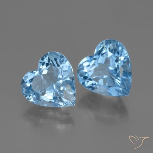 Gemme di Topazio Blu svizzero naturale da 5.94 ct, Cuore, VVS-VS