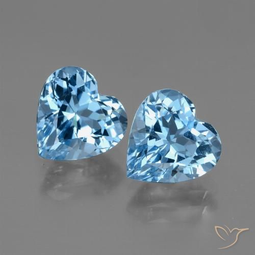 Gemme di Topazio Blu svizzero naturale da 6.26 ct, A forma di cuore, VVS-VS