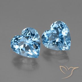 Gemme di Topazio Blu svizzero naturale da 6.26 ct, A forma di cuore, VVS-VS