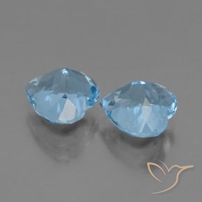Gemme di Topazio Blu svizzero naturale da 6.26 ct, A forma di cuore, VVS-VS