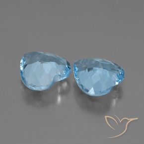 Gemme di Topazio Celeste naturale da 5.15 ct, Cuore, VVS