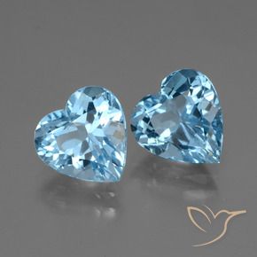 Gemme di Topazio Blu svizzero naturale da 5.94 ct, Cuore, VVS