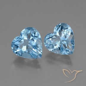 Topazio naturale blu da 6,15 ct, a forma di cuore, VVS