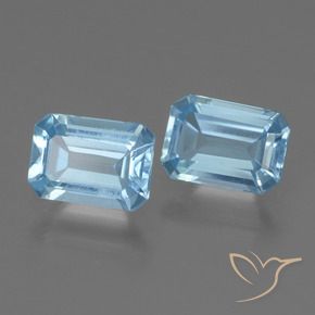 Gemme di Topazio Celeste naturale da 2.16 ct, Ottagonale / Taglio smeraldo, VVS-VS