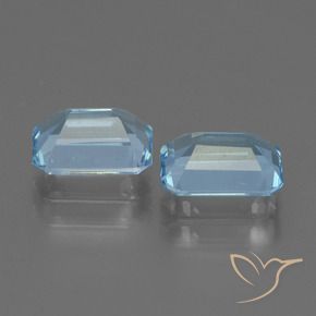 Gemme di Topazio Celeste naturale da 2.16 ct, Ottagonale / Taglio smeraldo, VVS-VS