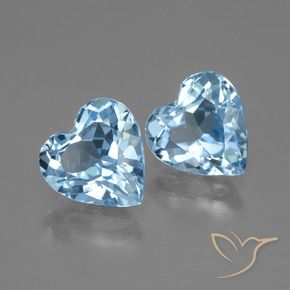 Gemme di Topazio Celeste naturale da 5.60 ct, Cuore, VVS