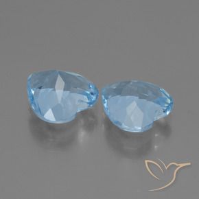 Gemme di Topazio Celeste naturale da 5.60 ct, Cuore, VVS