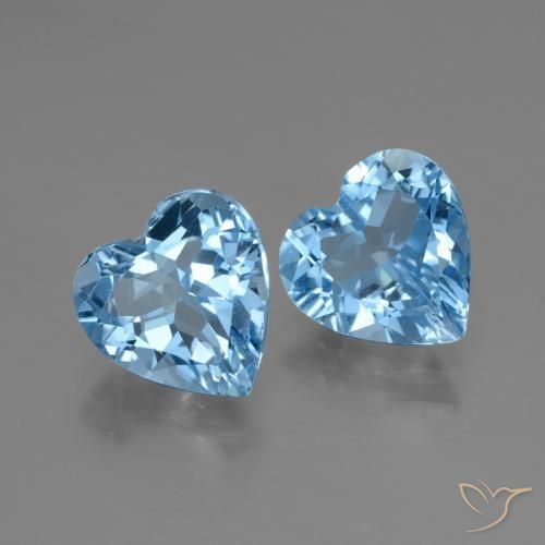 Gemme di Topazio Blu svizzero naturale da 5.37 ct, Cuore, VVS-VS