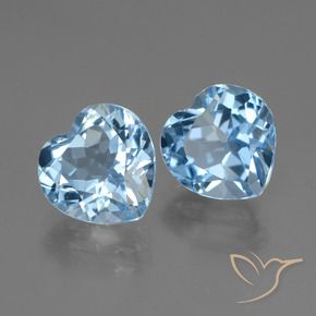 Gemme di Topazio Blu svizzero naturale da 6.84 ct, Cuore, VVS