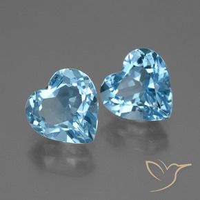 Gemme di Topazio Blu svizzero naturale da 6.45 ct, Cuore, VVS