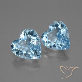 Gemme di Topazio Celeste naturale da 5.78 ct, Cuore, VVS