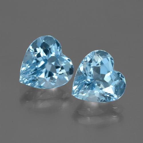 Gemme di Topazio Blu svizzero naturale da 6.19 ct, A forma di cuore, VVS