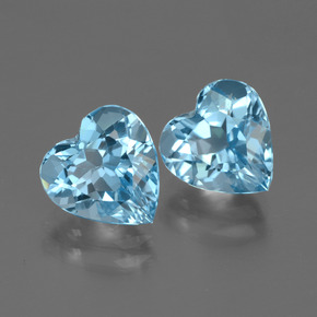 Gemme di Topazio Blu svizzero naturale da 6.19 ct, A forma di cuore, VVS