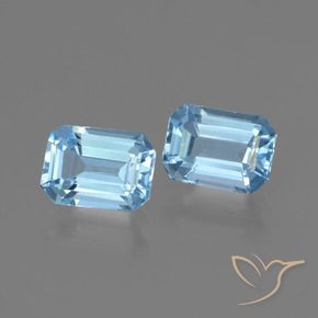 Gemme di Topazio Celeste naturale da 2.25 ct, Ottagonale / Taglio smeraldo, VVS-VS