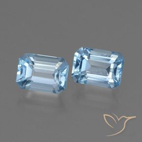 Gemme di Topazio Celeste naturale da 2.79 ct, Ottagonale / Taglio smeraldo, VVS-VS