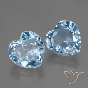Gemme di Topazio Celeste naturale da 6.21 ct, Cuore, VVS