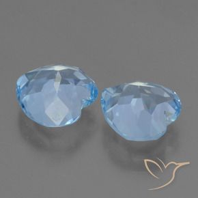 Gemme di Topazio Celeste naturale da 6.21 ct, Cuore, VVS