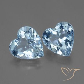 Gemme di Topazio Celeste naturale da 5.06 ct, Cuore, VS