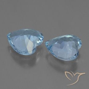 Gemme di Topazio Celeste naturale da 5.06 ct, Cuore, VS