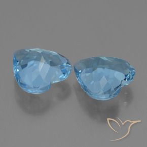 Gemme di Topazio Blu svizzero naturale da 5.38 ct, Cuore, VVS