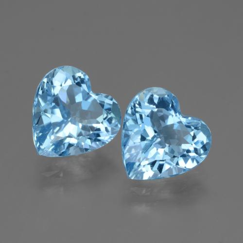 Topazio naturale blu da 5,98 ct, a forma di cuore, VVS