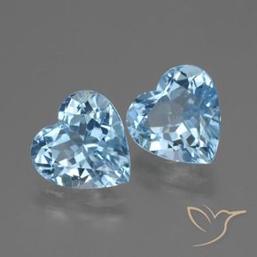 Gemme di Topazio Celeste naturale da 5.79 ct, Cuore, VVS