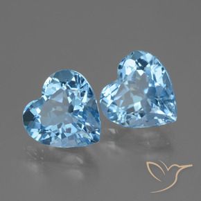 Gemme di Topazio Celeste naturale da 6.07 ct, Cuore, VVS