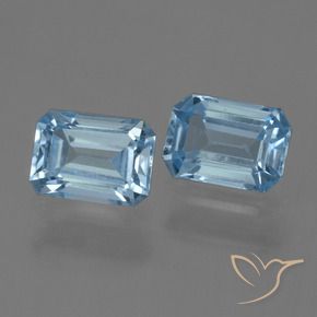 Gemme di Topazio Celeste naturale da 2.38 ct, Ottagonale / Taglio smeraldo, VVS-VS
