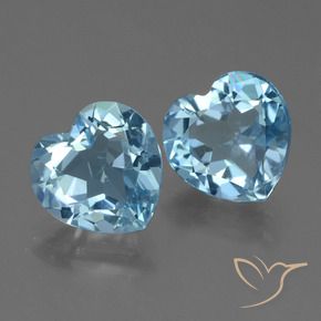Gemme di Topazio Celeste naturale da 5.51 ct, Cuore, VVS