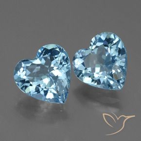 Gemme di Topazio Celeste naturale da 5.97 ct, Cuore, VVS