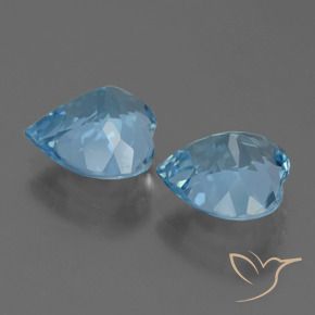 Gemme di Topazio Celeste naturale da 5.97 ct, Cuore, VVS