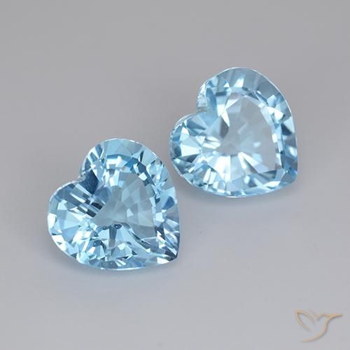 Gemme di Topazio Celeste naturale da 6.37 ct, Cuore, VVS-VS