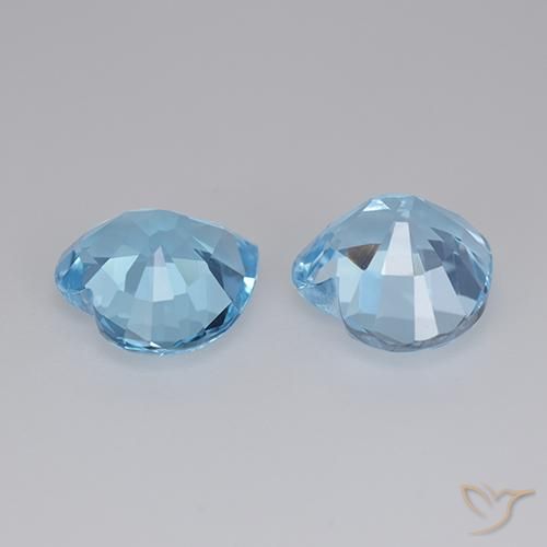 Gemme di Topazio Celeste naturale da 6.37 ct, Cuore, VVS-VS
