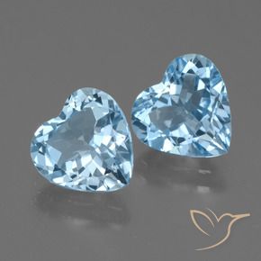 Gemme di Topazio Celeste naturale da 5.14 ct, Cuore, VVS