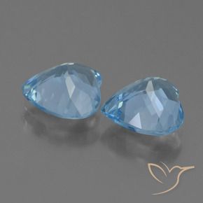 Gemme di Topazio Celeste naturale da 5.14 ct, Cuore, VVS