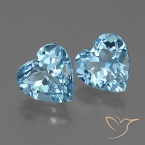 Gemme di Topazio Celeste naturale da 5.80 ct, Cuore, VVS